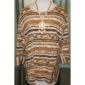 West bound Woman size 2X Earthy artsy Fall top Pull over stretch plus size women